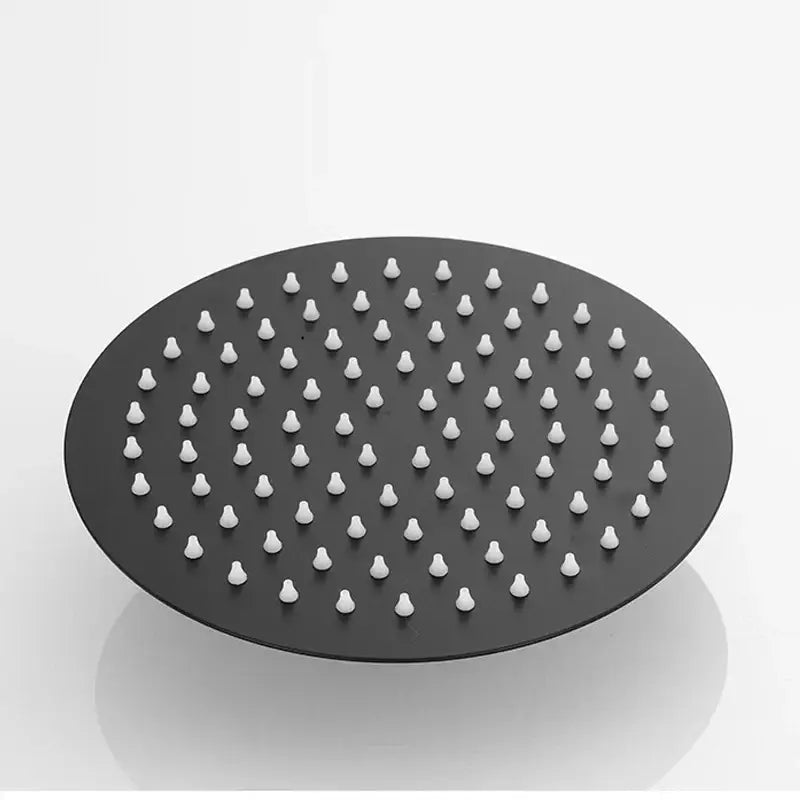 Matte black stainless steel round shower head with ceramic nozzles by decorbites for bathroom use