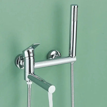 Chrome-finished wall mount shower faucet with handheld spray complements decorbites black wall tub shower system