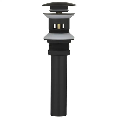 Matte black bathroom sink drain assembly kit with brushed gold accents and silver details for modern bathroom use