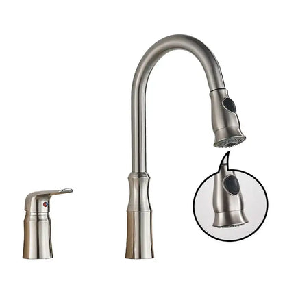 Matte brass black kitchen faucet with pull out spray head and stainless steel curved spout for brass black kitchen decorbites