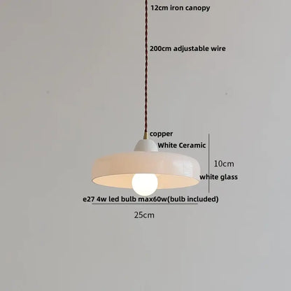 Matte brown and copper ceramic walnut pendant light with white frosted glass shade and adjustable wire by decorbites ceramic walnut pendant