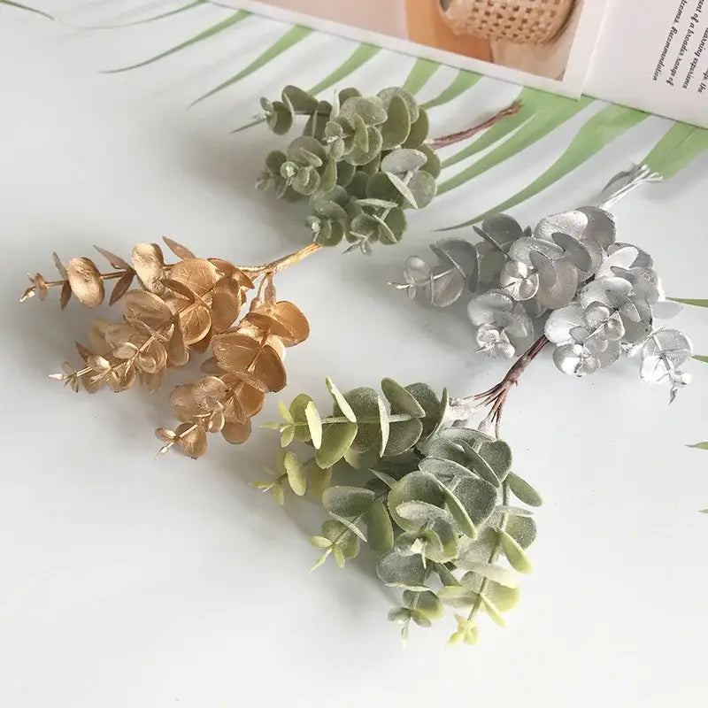Matte gold silver and green artificial ferns shrubs with a matte finish for living room decor by decorbites artificial ferns