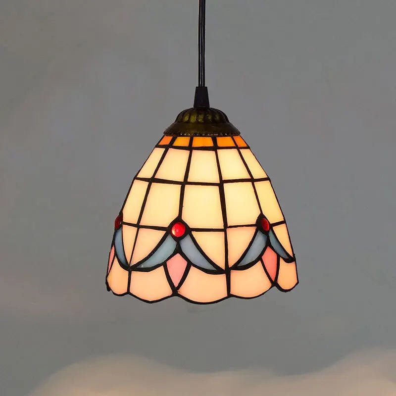 Mediterranean Mosaic Stained Glass Pendant Light - Decorbites