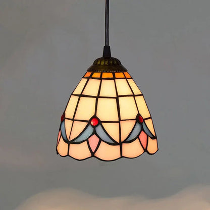 Mediterranean Mosaic Stained Glass Pendant Light - Decorbites