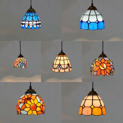 Mediterranean Mosaic Stained Glass Pendant Light - Decorbites