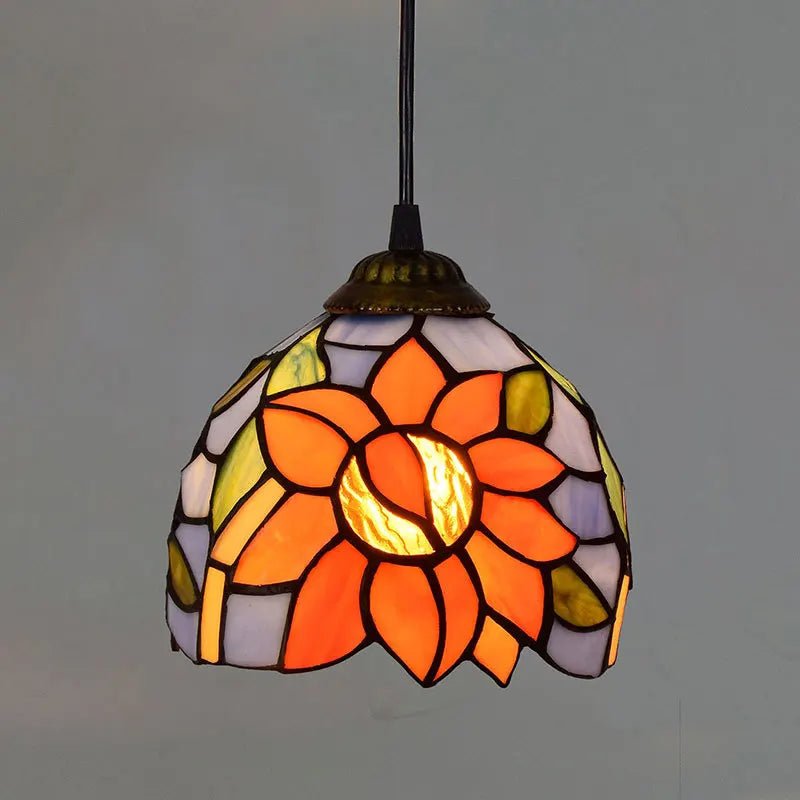 Mediterranean Mosaic Stained Glass Pendant Light - Decorbites