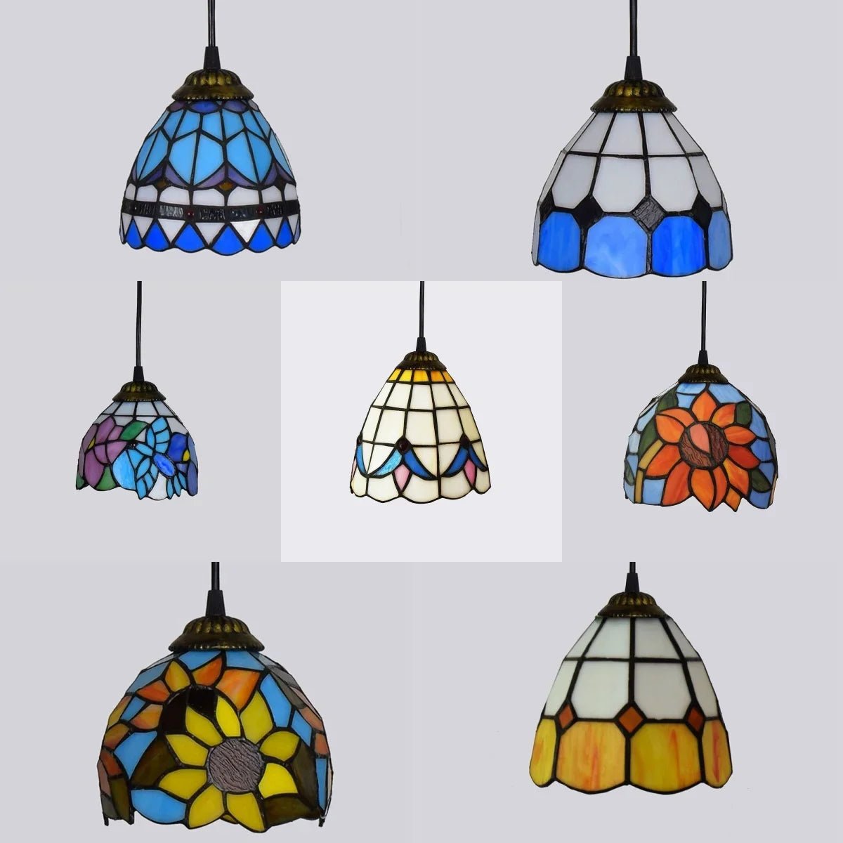 Mediterranean Mosaic Stained Glass Pendant Light - Decorbites