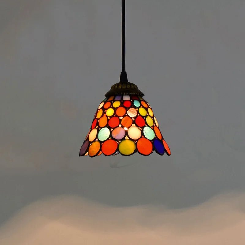 Mediterranean Mosaic Stained Glass Pendant Light - Decorbites