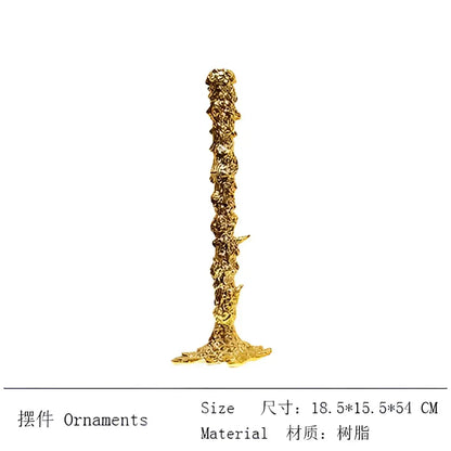 Golden textured tree-like resin candlestick holder perfect as a decorbites golden candlestick for dining room decor