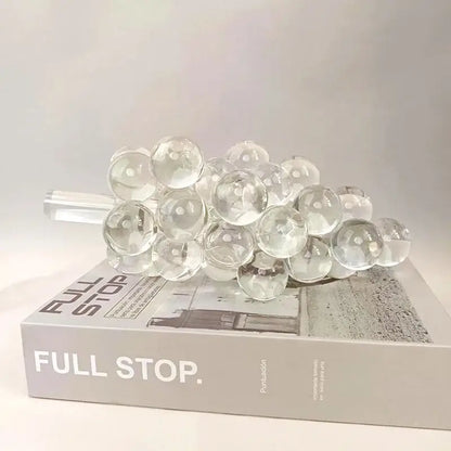 Clear glass geometric grape cluster sculpture made of crystal glass decorbites for elegant dining room decor