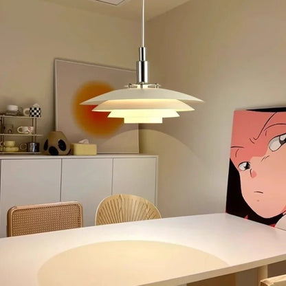 Mid-Century Gradient UFO Pendant Light In White & Red - Decorbites