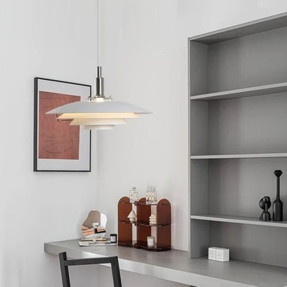 Mid-Century Gradient UFO Pendant Light In White & Red - Decorbites