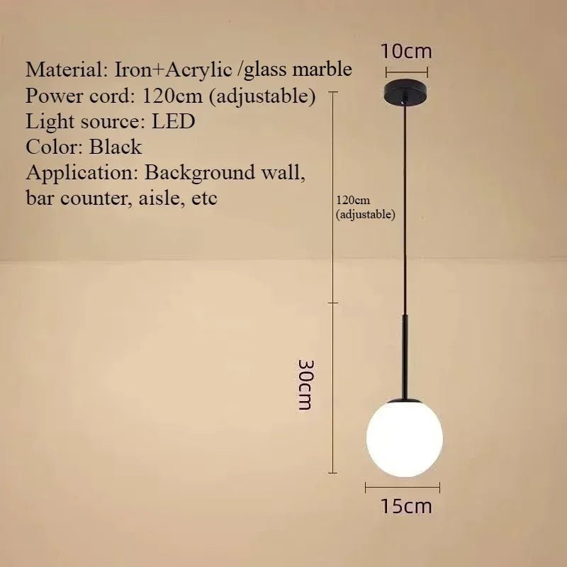 Minimalist Acrylic Globe Pendant Light In Black Or Gold - Decorbites