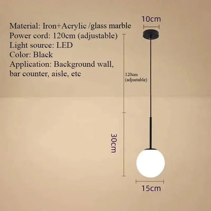 Minimalist Acrylic Globe Pendant Light In Black Or Gold - Decorbites