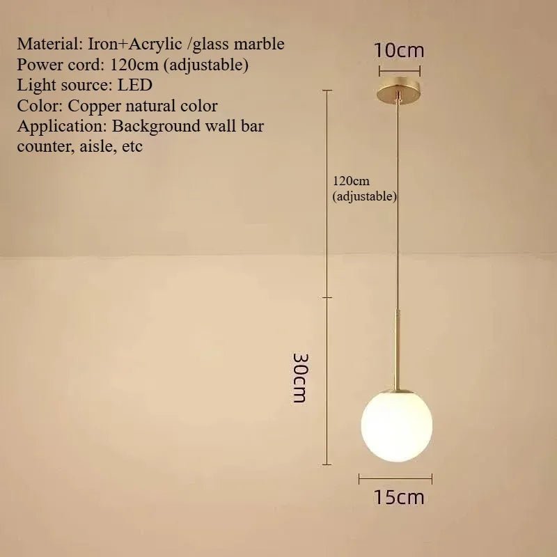 Minimalist Acrylic Globe Pendant Light In Black Or Gold - Decorbites