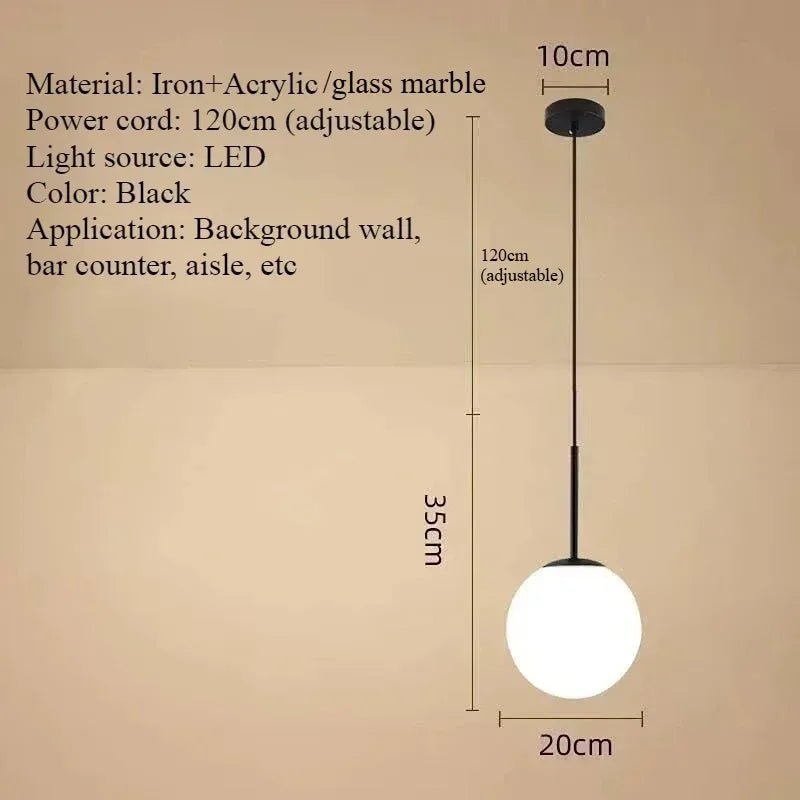 Minimalist Acrylic Globe Pendant Light In Black Or Gold - Decorbites
