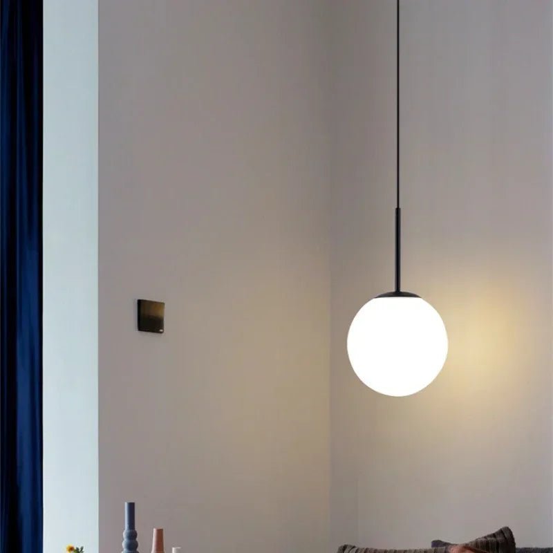 Minimalist Acrylic Globe Pendant Light In Black Or Gold - Decorbites