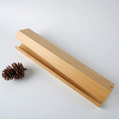 Minimalist light brown bamboo bookshelf organizer with sleek design complementing decorbites bamboo pentagonal led desk lamp