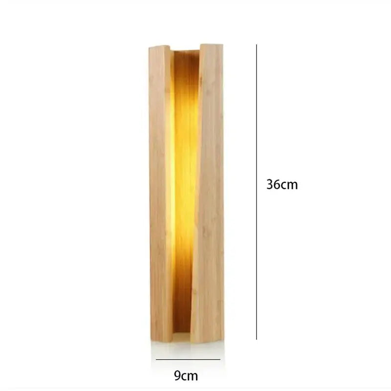 Minimalist decorbites bamboo pentagonal led desk lamp with warm amber glow for bedroom reading and ambient lighting