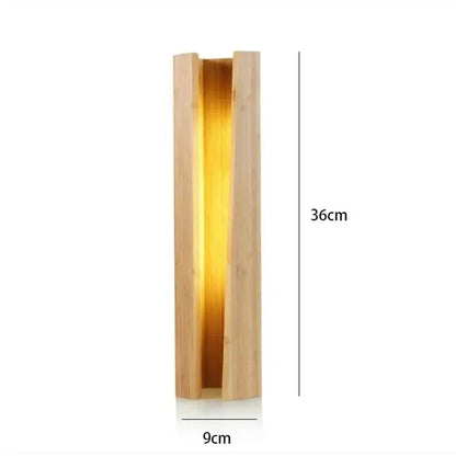 Minimalist decorbites bamboo pentagonal led desk lamp with warm amber glow for bedroom reading and ambient lighting