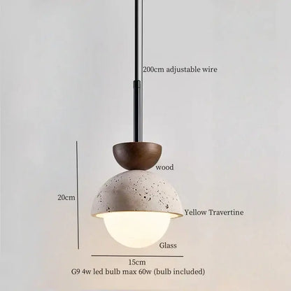 Minimalist beige and white pendant lights with matte white speckled concrete dome and glass stone led diffuser by decorbites