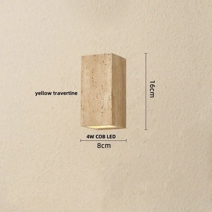 A minimalist beige travertine led wall light with a 4w cob led light for bedroom stone clock wall lighting