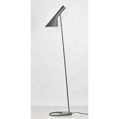 Modern matte gray floor lamp with a sleek metal stand featuring decorbites adjustable led floor light design