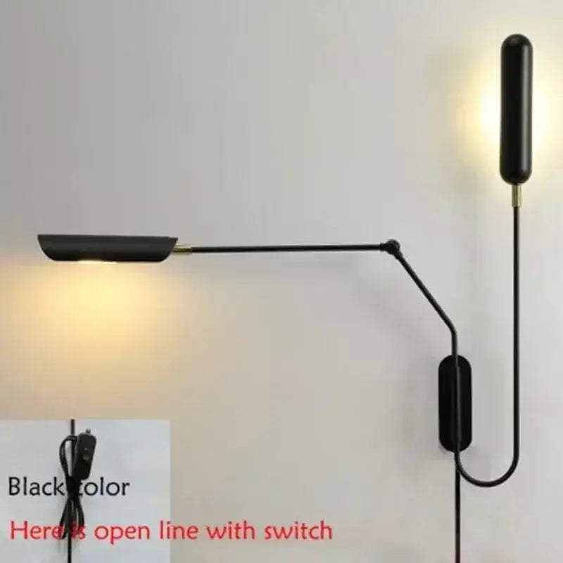 Minimalist black decorbites adjustable vintage wall lamp with sleek design and adjustable arm for bedroom reading light