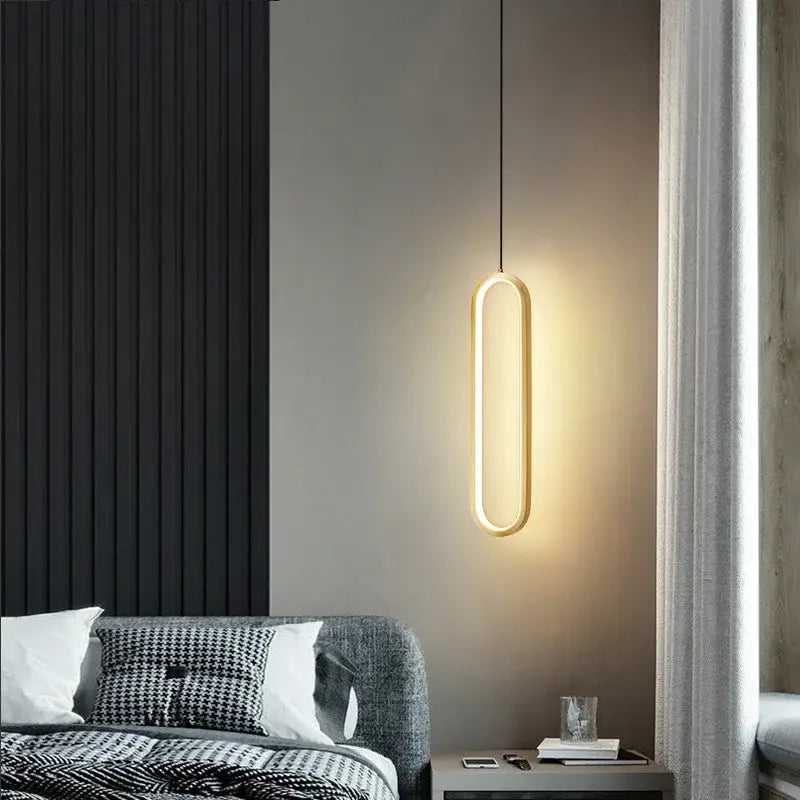 Minimalist black aluminium led chandelier with sleek oval design and warm white led illumination for dining room