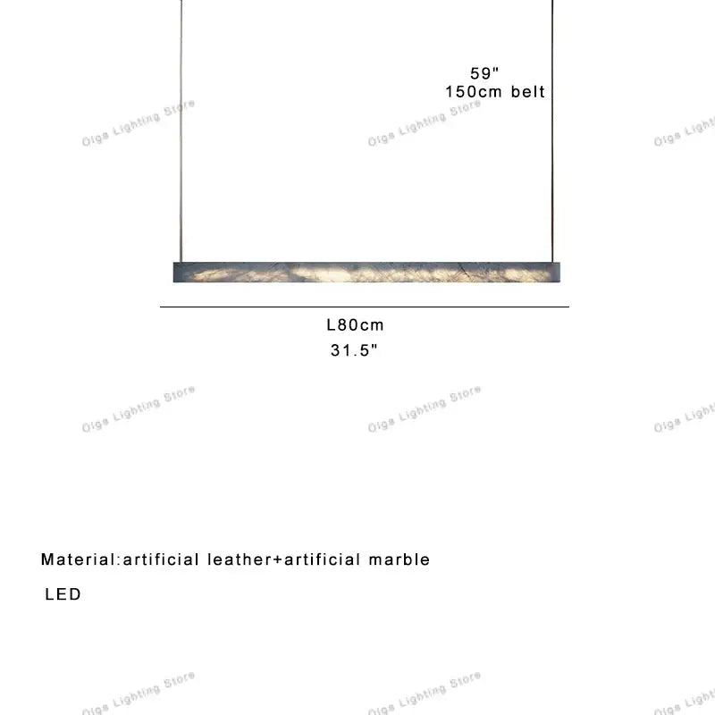 A sleek minimalist black and amber marble design pendant light with artificial leather frame for office use