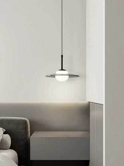 Minimalist black and copper decorbites glass pendant lamp with frosted globe and metallic ring for bedroom light decorbites glass pendant