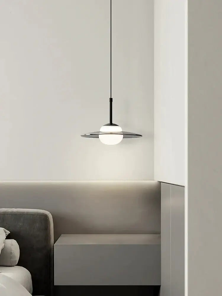 Minimalist black and copper decorbites glass pendant lamp with frosted globe and metallic ring for bedroom light decorbites glass pendant
