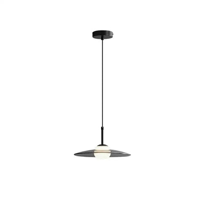 Minimalist black and copper glass pendant lamp with a sleek disc-shaped shade and frosted bulb from decorbites glass pendant