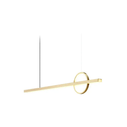 Minimalist black dining room light with modern gold-toned linear pendant and decorbites geometric copper chandelier design