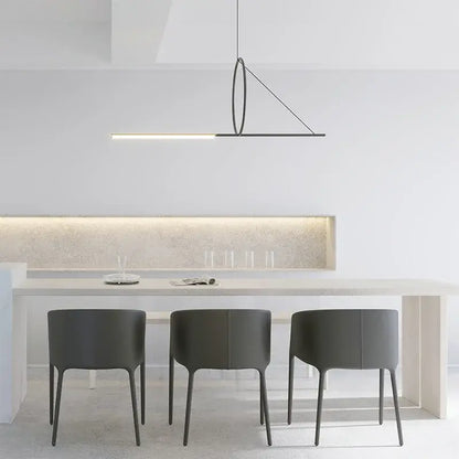 Minimalist black art line led pendant light with sleek geometric design featuring illuminated linear bar for dining room decorbites art line