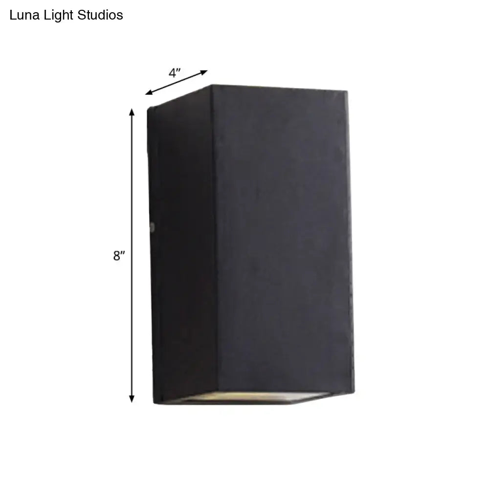Minimalist black rectangular led flush mount wall sconce with matte finish and 8 inch height for corridor lighting