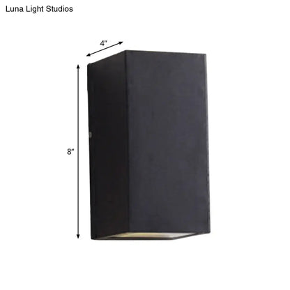 Minimalist black rectangular led flush mount wall sconce with matte finish and 8 inch height for corridor lighting