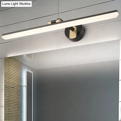 Modern black and brass wall mounted vanity light with sleek rectangular design for bathroom vanity lighting