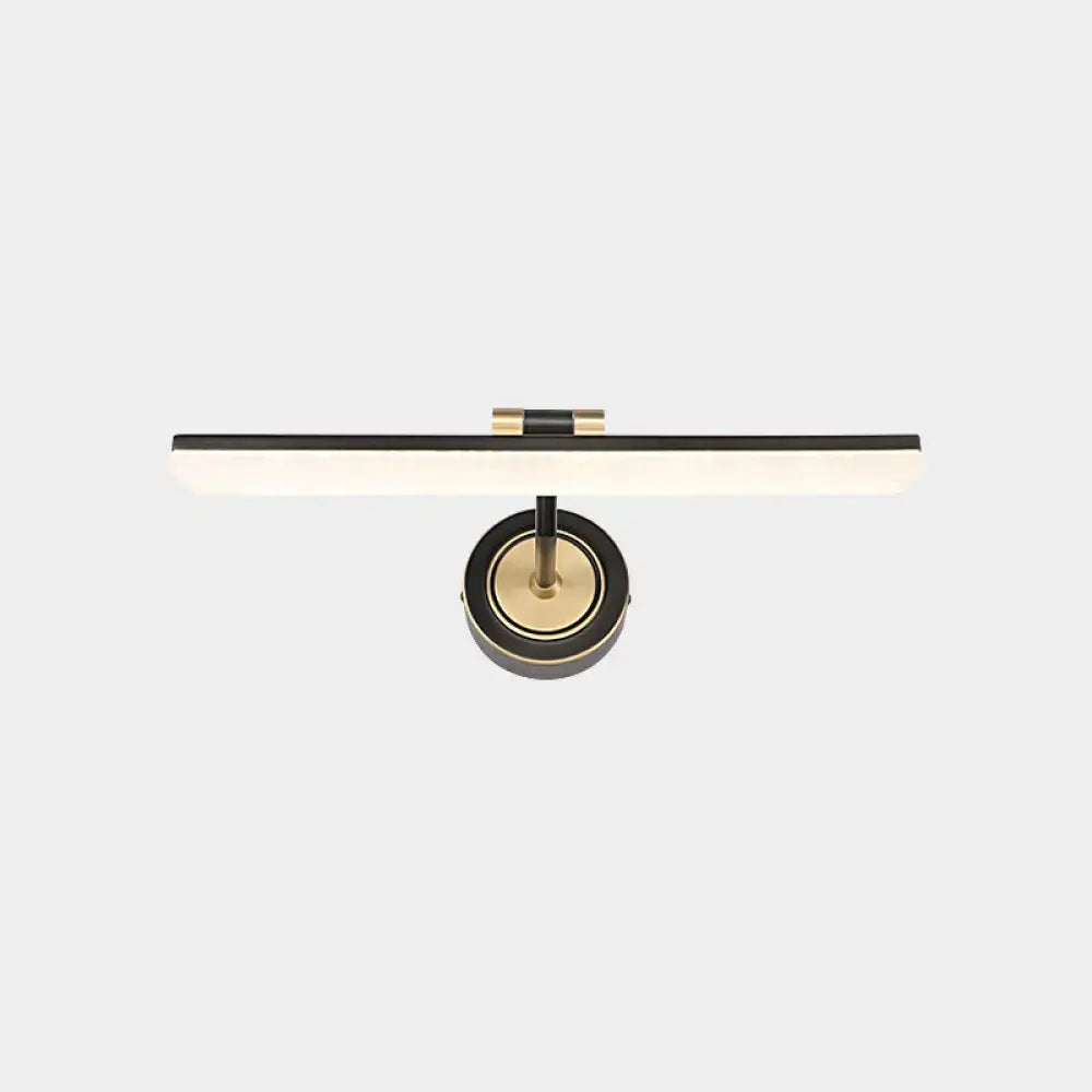 Modern black and brass wall mounted vanity light with sleek minimalist design ideal for bathroom vanity lighting