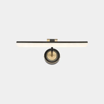 Modern black and brass wall mounted vanity light with sleek minimalist design ideal for bathroom vanity lighting