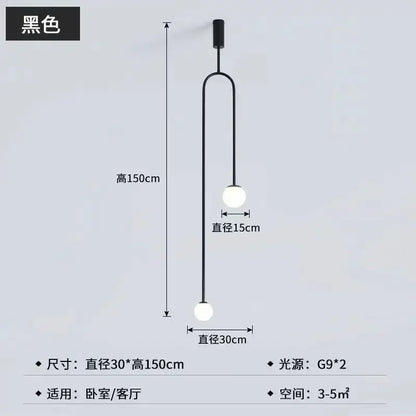 Minimalist black bronze glass ball pendant light with two spherical glass bulbs for living room decorbites bronze glass