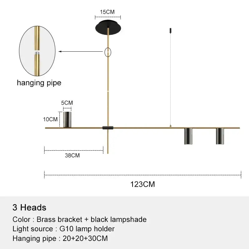 Minimalist black chandelier pendant lights with brass bracket and three g10 bulb holders for dining room decorbites pendant lights