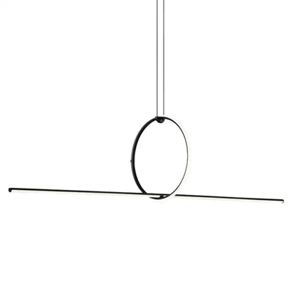 Minimalist black contemporary metal led pendant light with sleek linear arms for office hanging pendant light use