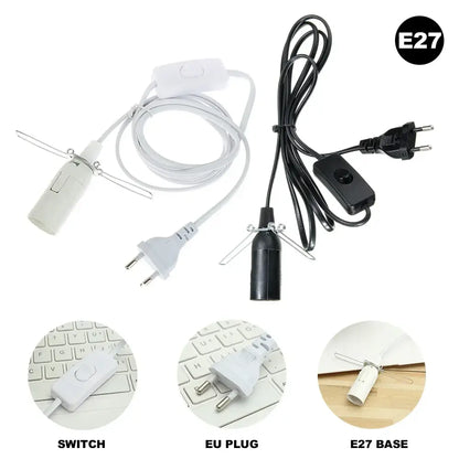 Minimalist black and white lamp cord sets with integrated dimmer switch and EU plugs for decorbites decorative lamp use