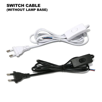 Minimalist black decorative lamp cord with black and white switch cables featuring toggle dimmer switch for bedroom lighting