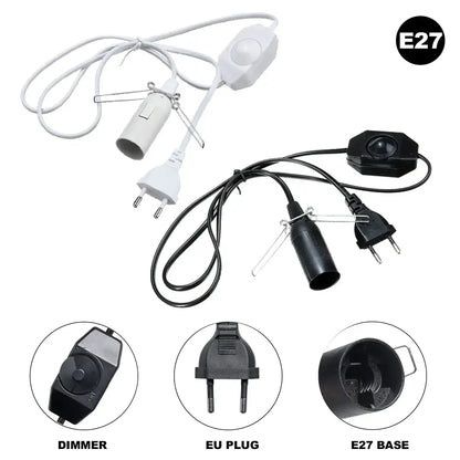 White and black motion sensor light switch adapter with e27 base and dimmer control for decorbites decorative lamp cord