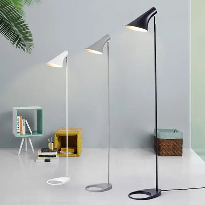 Three minimalist decorbites adjustable led floor lamps with sleek white gray and black conical shades for living room