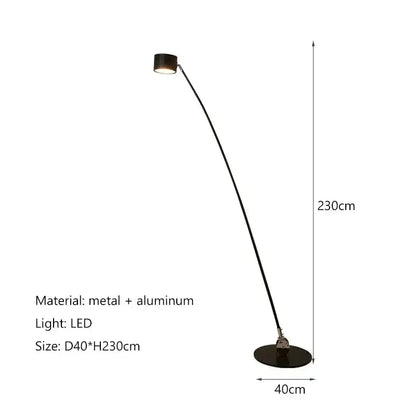 Minimalist black floor lamp with curved led arms made of black metal and aluminum for living room decorbites black floor lamp