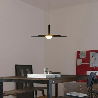 Minimalist black flying saucer led chandelier kitchen pendant light with sleek disc design and warm glow by decorbites flying saucer