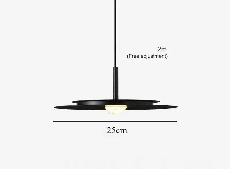Minimalist black flying saucer led chandelier kitchen pendant light with sleek layered disc design and warm led bulb decorbites flying saucer